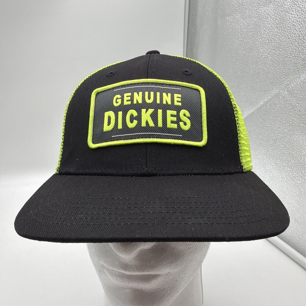 Genuine Dickies Adult Mens One Size Black Neon Green Twill Trucker Snapback Hat